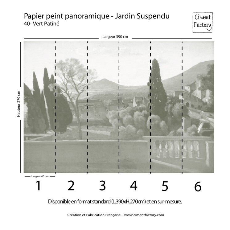 Papier Peint Panoramique Jardin Suspendu - Vert Patiné – Fabrication Française