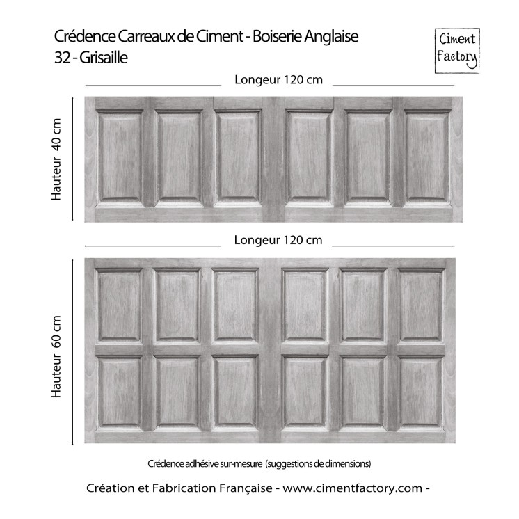 Crédence Adhésive - Boiserie Anglaise - Grisaille