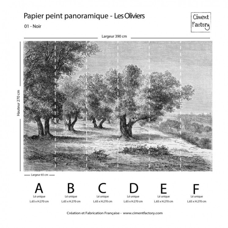 Papier Peint Panoramique Gravure - Les Oliviers - Ciment Factory -5