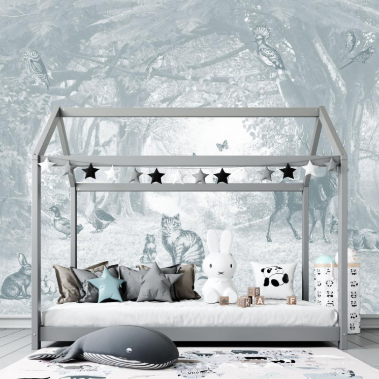 Papier Peint Panoramique - En lisière de forêt - Bleu Gris - Ciment Factory -1