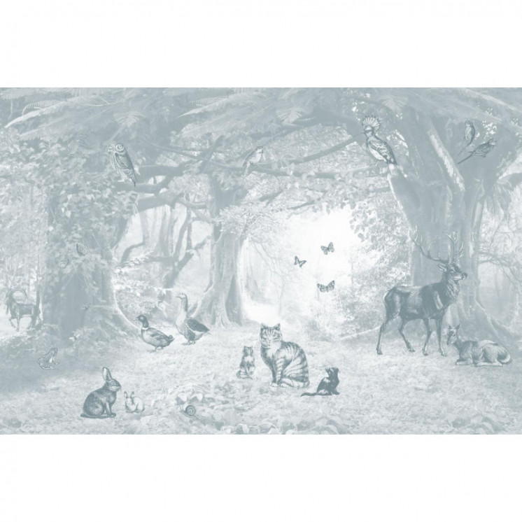 Papier Peint Panoramique - En lisière de forêt - Bleu Gris - Ciment Factory -2