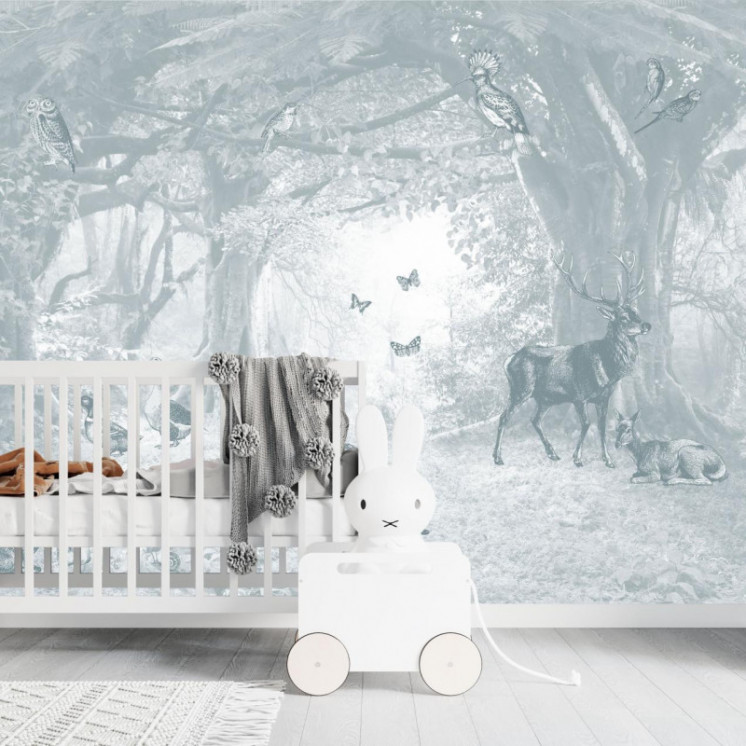 Papier Peint Panoramique - En lisière de forêt - Bleu Gris - Ciment Factory -4