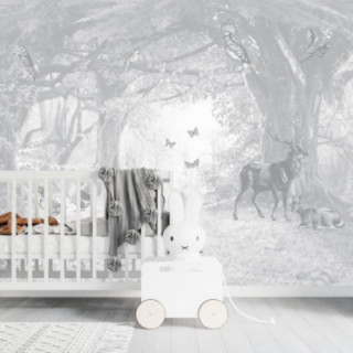 Papier Peint Panoramique - En lisière de forêt - Gris Tourterelle - Ciment Factory