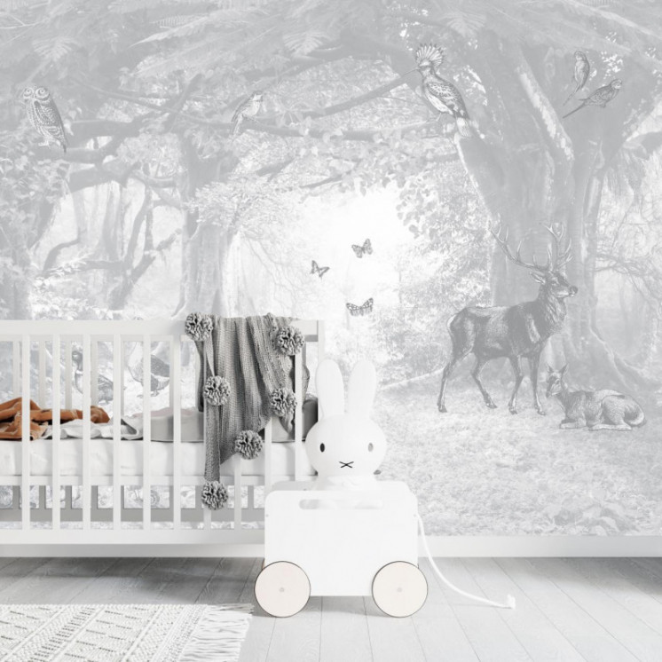 Papier Peint Panoramique - En lisière de forêt - Gris Tourterelle - Ciment Factory