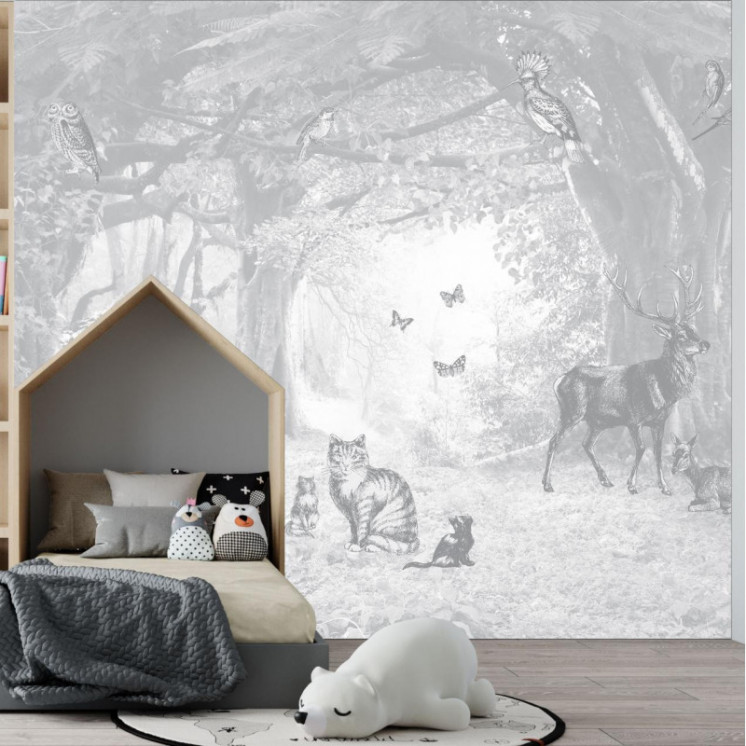 Papier Peint Panoramique - En lisière de forêt - Gris Tourterelle - Ciment Factory -4