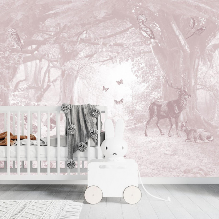 Papier Peint Panoramique - En lisière de forêt - Rose Ancien - Ciment Factory