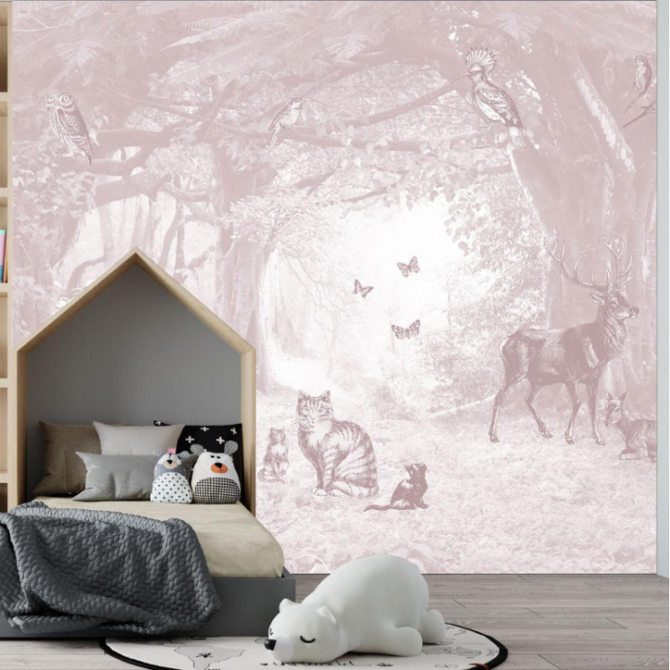 Papier Peint Panoramique - En lisière de forêt - Rose Ancien - Ciment Factory -3