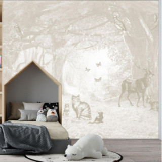 Papier Peint Panoramique - En lisière de forêt - Tendre Beige - Ciment Factory