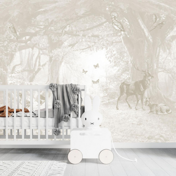 Papier Peint Panoramique - En lisière de forêt - Tendre Beige - Ciment Factory -3