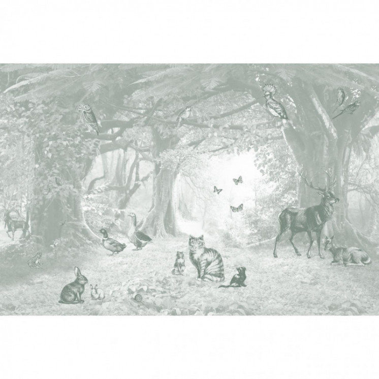 Papier peint panoramique En lisière de forêt, Vert Sauge – Décor mural | Ciment Factory