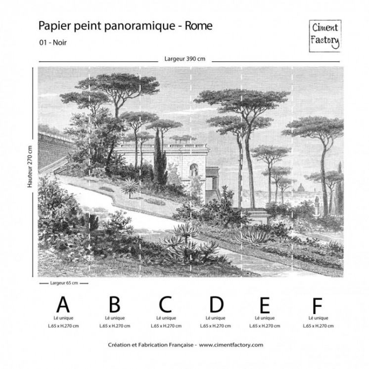 Papier Peint Panoramique Gravure - Rome - Ciment Factory -4