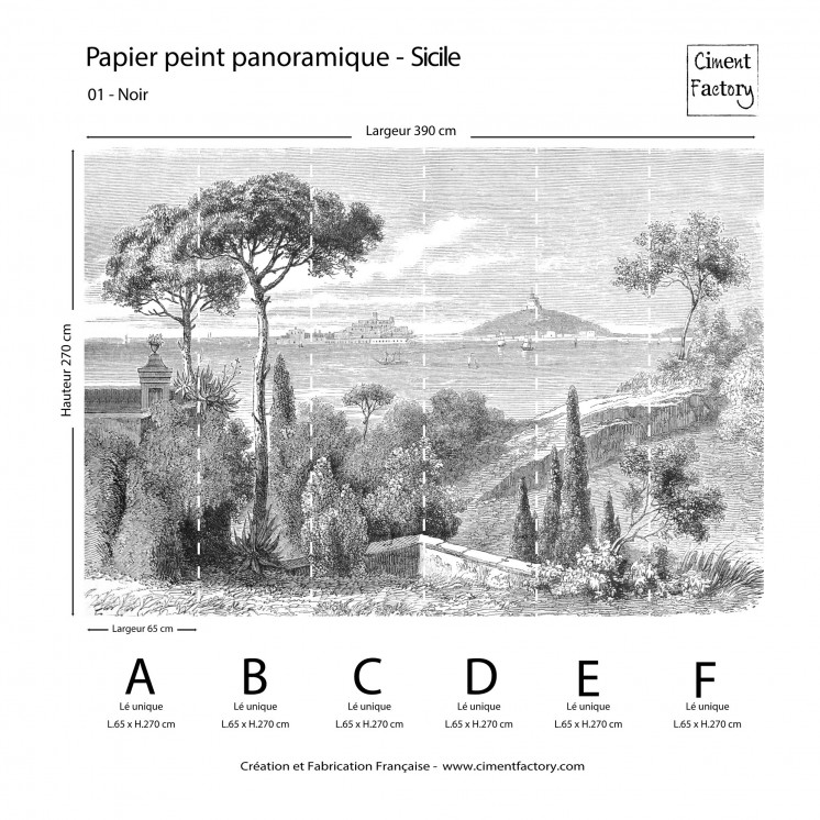 Papier Peint Panoramique Gravure - Sicile - Ciment Factory -5