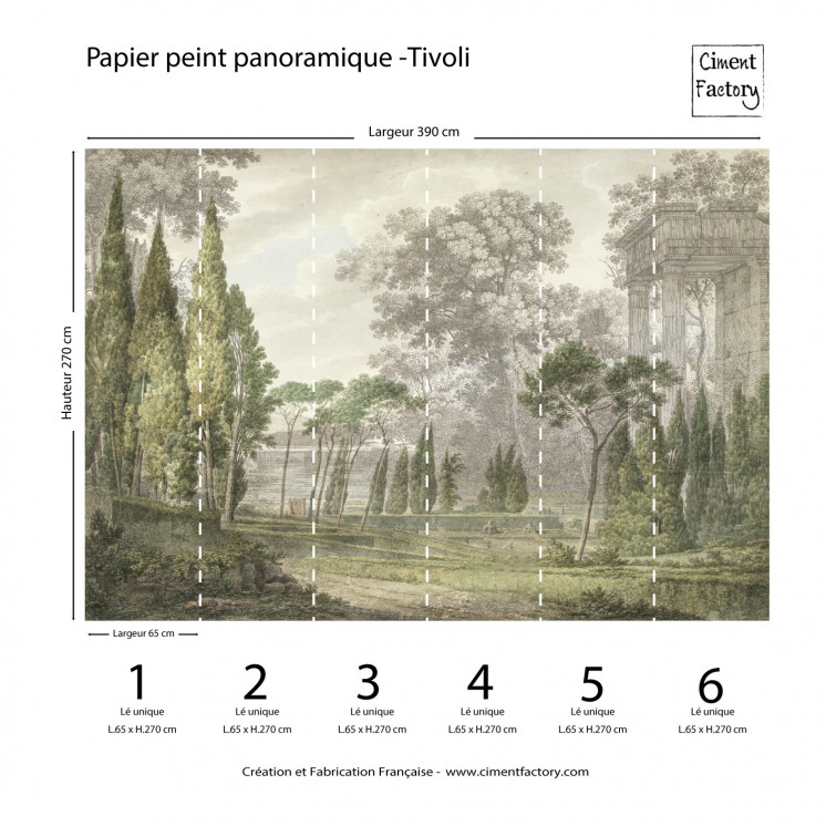 Papier Peint Panoramique Gravure - Tivoli - Original  - Ciment Factory -4