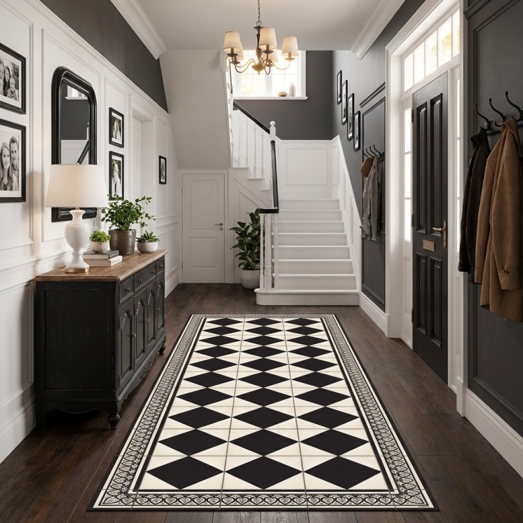 Tapis Carreaux de Ciment - Alphonsine - Noir Vintage - Ciment Factory - Couloir