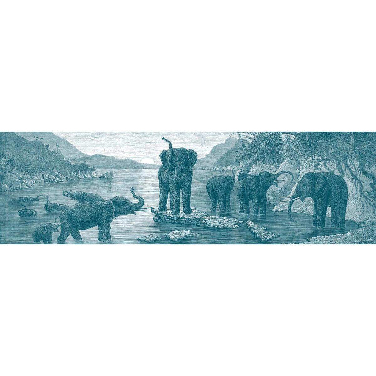 Crédence Adhésive Gravure - Les Eléphants