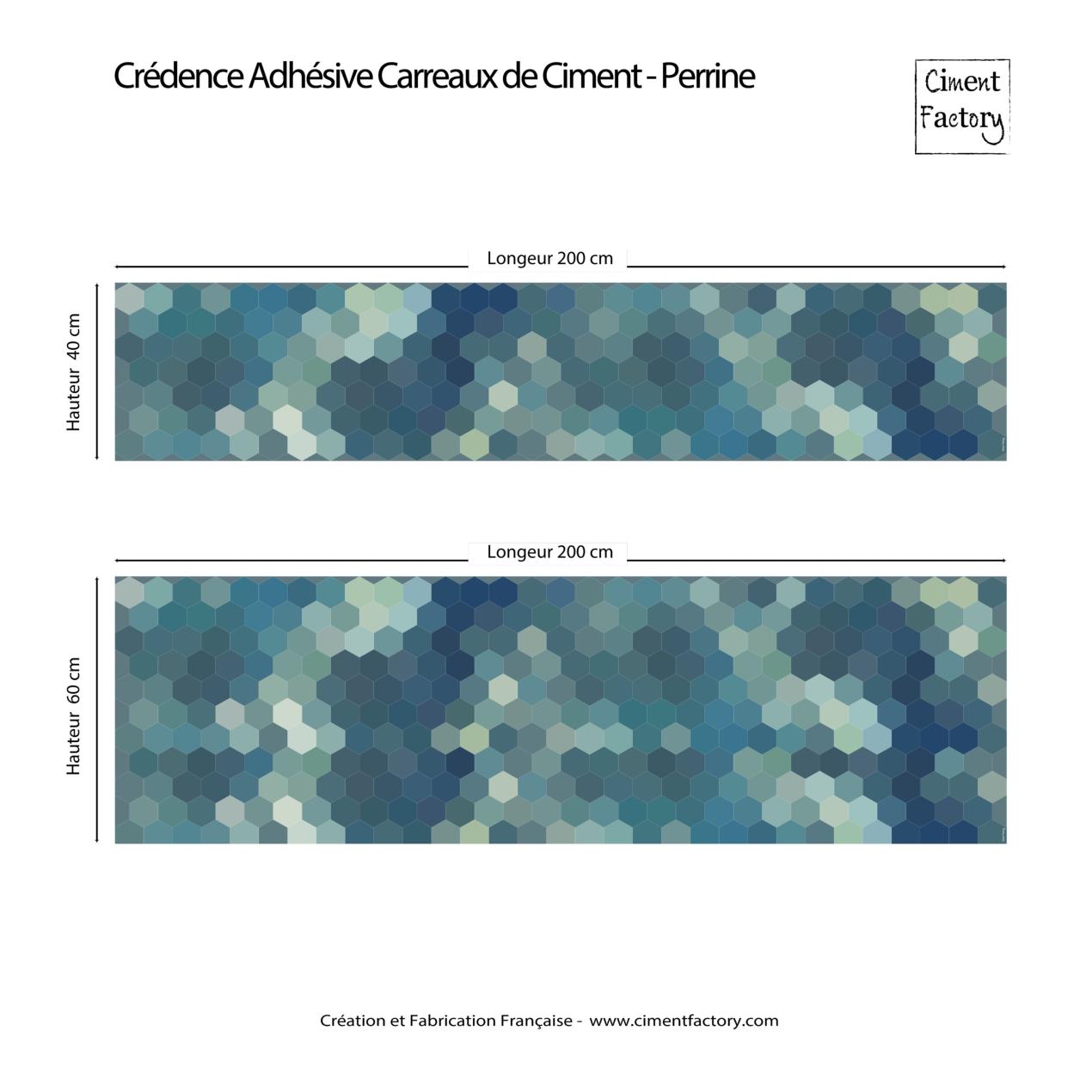 Crédence Adhésive - Carreaux de ciment - Perrine - Mix Gris - 40x200cm -  Vinyle Adhésif